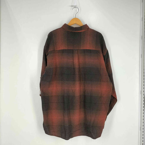 NORTH RIVER 90s レーヨン混 オンブレチェック ボタンダウン長袖シャツ メンズ import:XXL