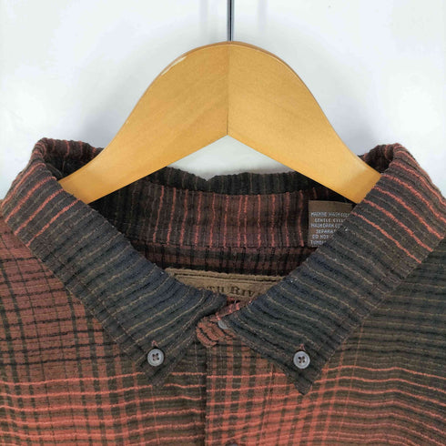 NORTH RIVER 90s レーヨン混 オンブレチェック ボタンダウン長袖シャツ メンズ import:XXL