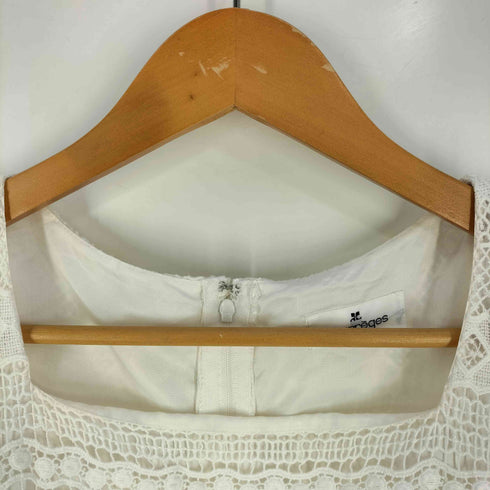 クレージュ courreges レース ウエストリボン スクエアネック 半袖ワンピース レディース JPN:38