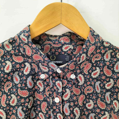フレッドペリー FRED PERRY ペイズリー柄 総柄 ロングシャツワンピ レディース US:4