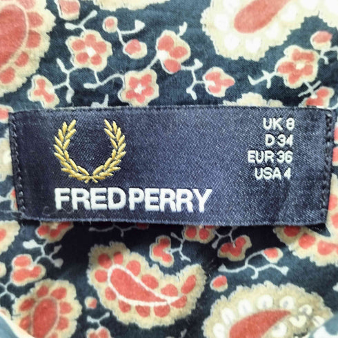 フレッドペリー FRED PERRY ペイズリー柄 総柄 ロングシャツワンピ レディース US:4