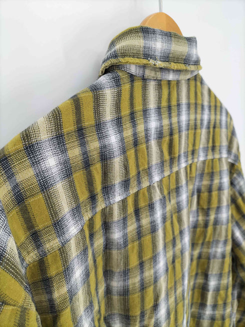 ナインティナインティ 9090 N刺繍 バックプリント チェック柄 ネルシャツ メンズ JPN:L