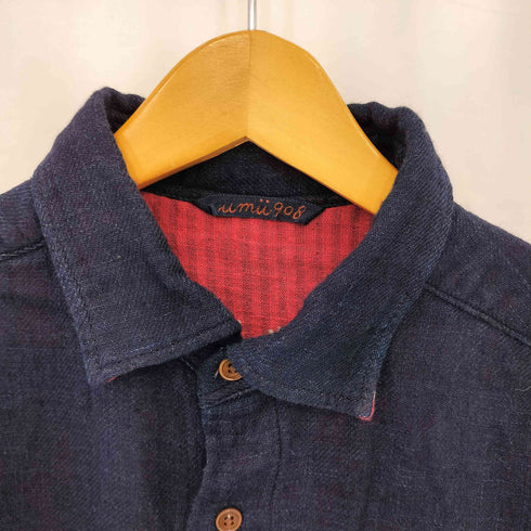 ウミ umii908 L/S 裏地総柄 コットン シャツ メンズ 3