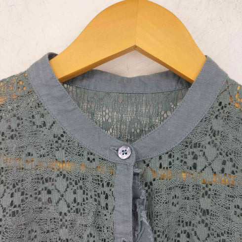 フリーピープル FREE PEOPLE レース切替 袖フレア ベルトデザイン ノーカラーブラウス レディース 4