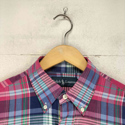 ラルフローレン RALPH LAUREN マドラスチェック 両フラップ ボタンダウンシャツ メンズ import:S