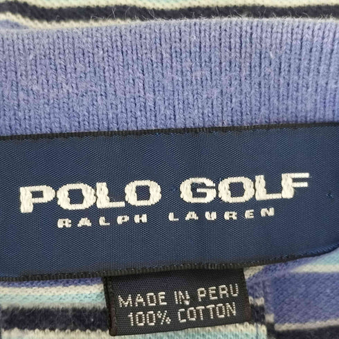 ポロゴルフラルフローレン POLO GOLF RALPH LAUREN 90s ポニー刺繍 マルチボーダー 半袖ポロシャツ メンズ import:L