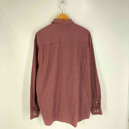 エディーバウアー Eddie Bauer 90s 白タグ モーリシャス製 ボタンダウン 長袖オーバーチェックシャツ メンズ import:L