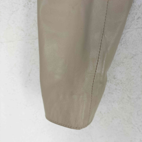 ナチュラルビューティーベーシック NATURAL BEAUTY BASIC lamb leather ラムレザーダブルジップノーカラージャケット レディース S