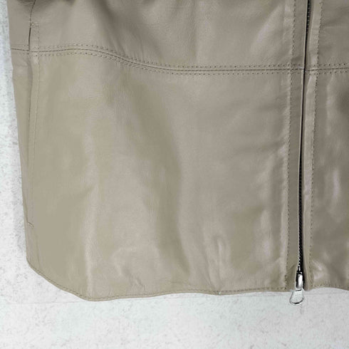 ナチュラルビューティーベーシック NATURAL BEAUTY BASIC lamb leather ラムレザーダブルジップノーカラージャケット レディース S