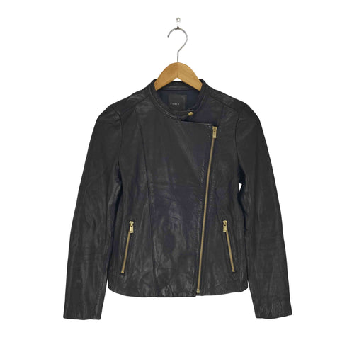 ノーブル Noble lamb leather ラムレザースタンドカラーダブルライダースジャケット レディース 34