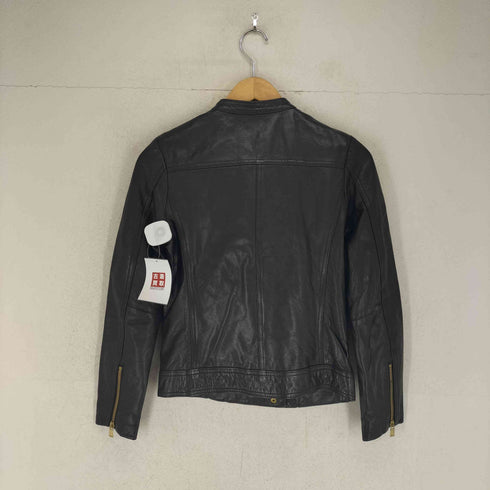 ノーブル Noble lamb leather ラムレザースタンドカラーダブルライダースジャケット レディース 34