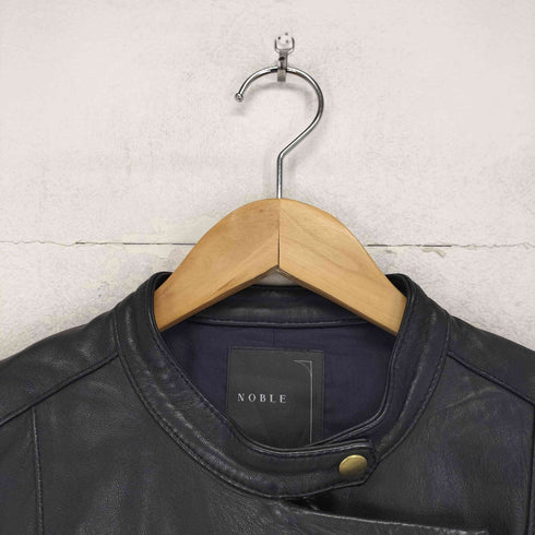 ノーブル Noble lamb leather ラムレザースタンドカラーダブルライダースジャケット レディース 34