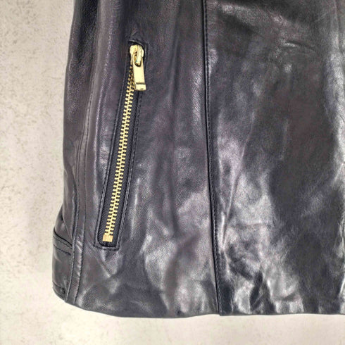 ノーブル Noble lamb leather ラムレザースタンドカラーダブルライダースジャケット レディース 34