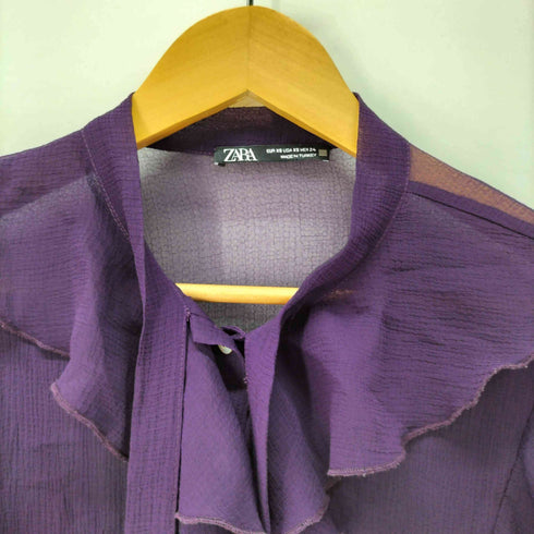 ザラ ZARA フリル シアー ブラウス レディース import:XS