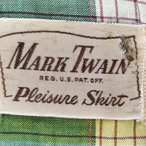 MARK TWAIN 40S~50S フラップポケット タータンチェック オープンカラーシャツ メンズ 15-33