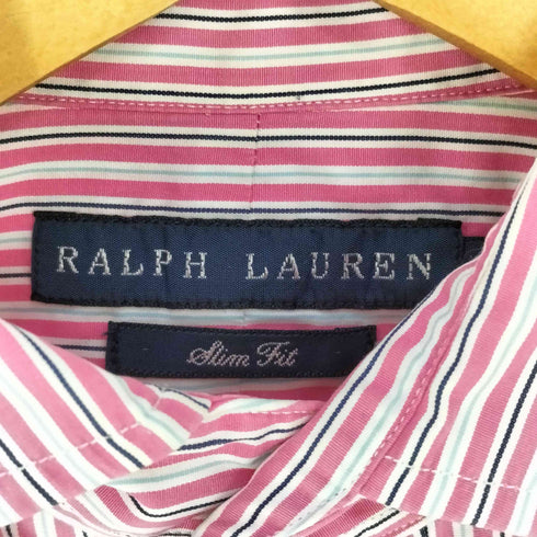 ラルフローレン RALPH LAUREN SLIM FIT ポニー刺繍 ストライプ レギュラーカラーシャツ レディース JPN:7号