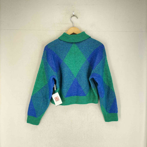 ザラ ZARA アーガイルジャカード ニットポロシャツ レディース import:S