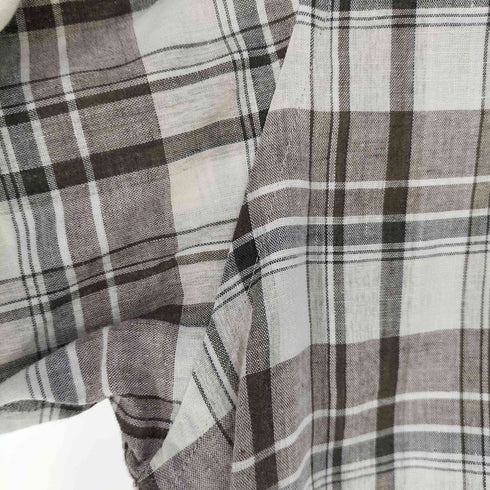 バーバリーロンドン BURBERRY LONDON 片ポケ コットンリネン チェック S/S シャツ メンズ import:L