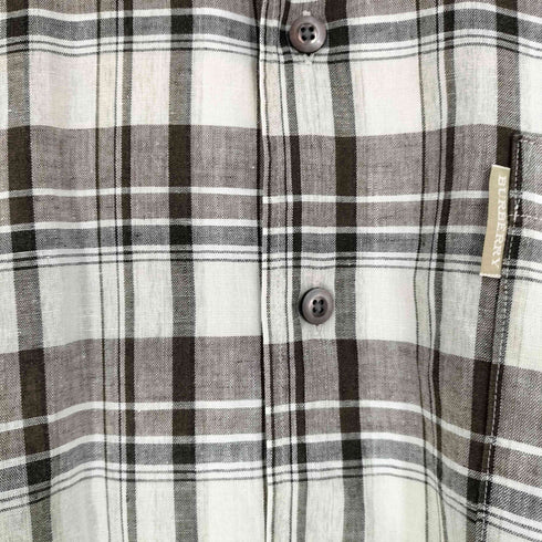 バーバリーロンドン BURBERRY LONDON 片ポケ コットンリネン チェック S/S シャツ メンズ import:L