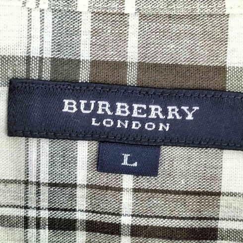 バーバリーロンドン BURBERRY LONDON 片ポケ コットンリネン チェック S/S シャツ メンズ import:L