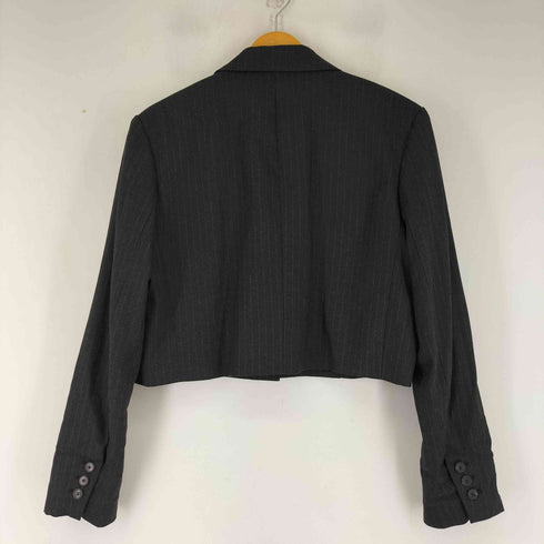 ザラ ZARA クロップド ストライプ テーラードジャケット レディース import:L