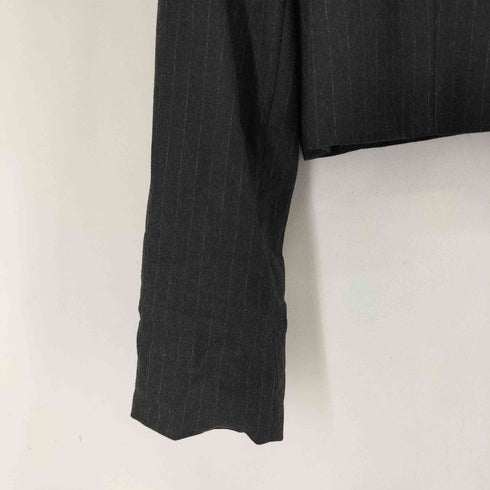 ザラ ZARA クロップド ストライプ テーラードジャケット レディース import:L