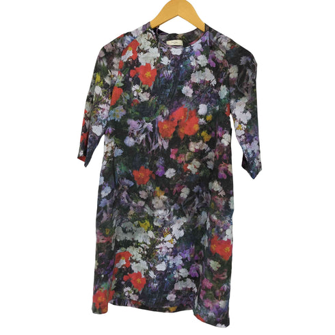 ポールスミスポール Paul Smith PAUL バックデザイン 花柄 フラワープリント 七分袖 ワンピース レディース 40