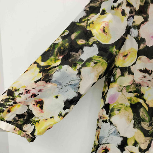 ポールスミスブラック Paul Smith BLACK 花柄 フラワープリント リボンワンピース レディース 44L