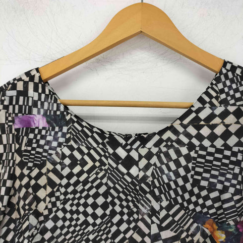 ポールスミスポール Paul Smith PAUL ブロックチェック 花柄 フラワープリント 半袖 ワンピース レディース 40