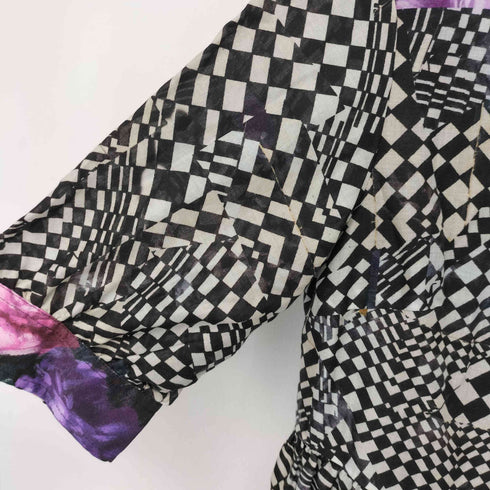 ポールスミスポール Paul Smith PAUL ブロックチェック 花柄 フラワープリント 半袖 ワンピース レディース 40