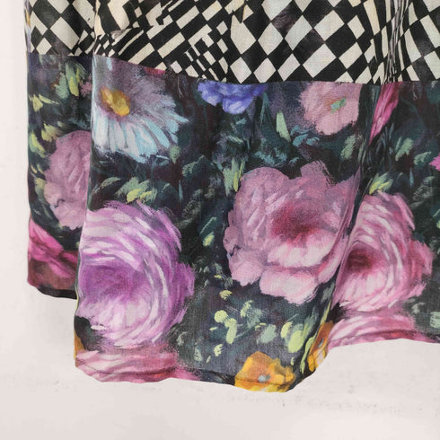 ポールスミスポール Paul Smith PAUL ブロックチェック 花柄 フラワープリント 半袖 ワンピース レディース 40