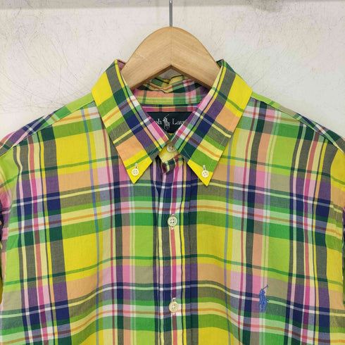 ラルフローレン RALPH LAUREN 00S CUSTOM FIT ロゴ刺繍 チェック ロングスリーブ ボタンダウンシャツ メンズ import:M