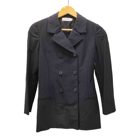 カルバンクライン CALVIN KLEIN USA製 COLLECTION ナイロン ポリ ダブルブレスト テーラード ジャケット レディース 4