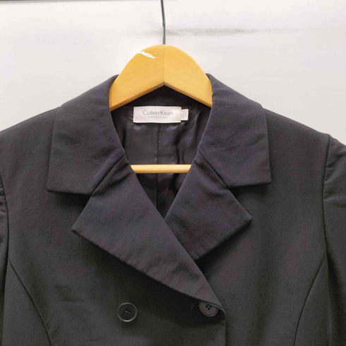 カルバンクライン CALVIN KLEIN USA製 COLLECTION ナイロン ポリ ダブルブレスト テーラード ジャケット レディース 4