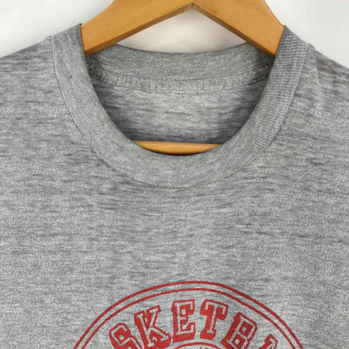 フロントプリント クルーネック Tシャツ 裾袖シングルステッチ メンズ