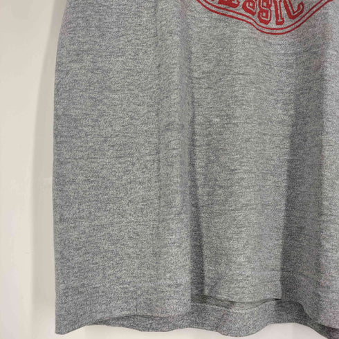 フロントプリント クルーネック Tシャツ 裾袖シングルステッチ メンズ