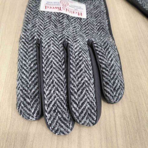 ハリスツイード Harris Tweed lamb leather 羊革 ヘリンボーン柄 手袋 メンズ