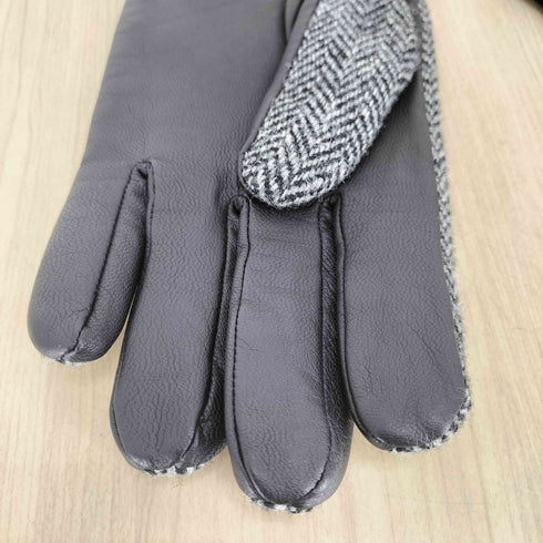 ハリスツイード Harris Tweed lamb leather 羊革 ヘリンボーン柄 手袋 メンズ