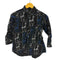 ブラックコムデギャルソン BLACK COMME des GARCONS 14SS 総柄 グラフィックプリント 7分袖 レギュラーカラーシャツ メンズ JPN:XS