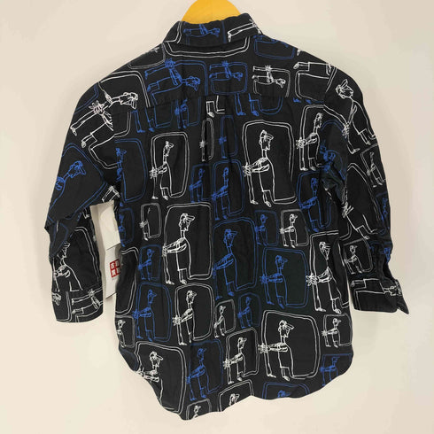 ブラックコムデギャルソン BLACK COMME des GARCONS 14SS 総柄 グラフィックプリント 7分袖 レギュラーカラーシャツ メンズ JPN:XS