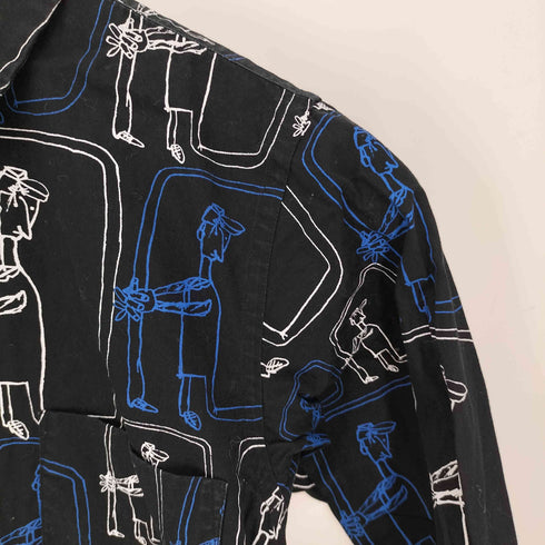 ブラックコムデギャルソン BLACK COMME des GARCONS 14SS 総柄 グラフィックプリント 7分袖 レギュラーカラーシャツ メンズ JPN:XS