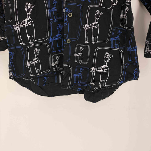 ブラックコムデギャルソン BLACK COMME des GARCONS 14SS 総柄 グラフィックプリント 7分袖 レギュラーカラーシャツ メンズ JPN:XS