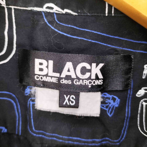 ブラックコムデギャルソン BLACK COMME des GARCONS 14SS 総柄 グラフィックプリント 7分袖 レギュラーカラーシャツ メンズ JPN:XS