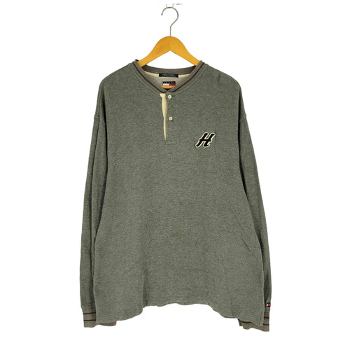 トミーヒルフィガー TOMMY HILFIGER 90S~00S ワッペン ヘンリーネック サーマルカットソー メンズ import:L