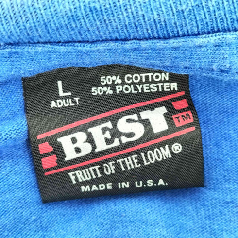 フルーツオブザルーム FRUIT OF THE LOOM 90s USA製 シングルステッチ ビッグロゴプリント クルーネック ショートスリーブ Tシャツ メンズ import:L