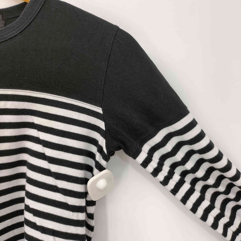 ブラックコムデギャルソン BLACK COMME des GARCONS 16ss ボーダードッキング クルーネック 長袖 カットソー レディース JPN:XS