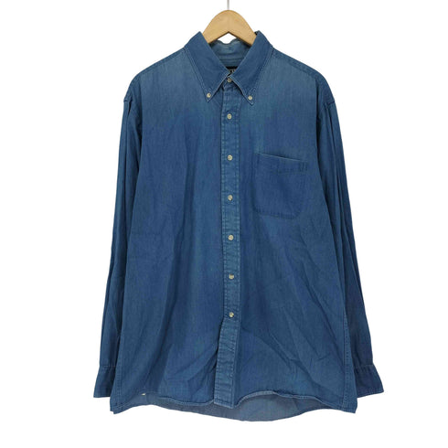 ランズエンド LANDS END 90-00s USA製 コットン デニム ボタンダウンシャツ メンズ 16 1/2 /34