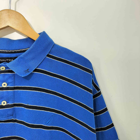 ノーティカ NAUTICA 00s ヨット刺繍 ボーダー ポロシャツ メンズ import:XXL