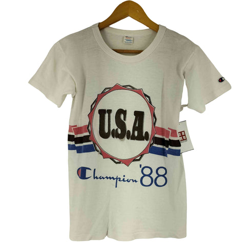 チャンピオン Champion 80S USA製 トリコタグ フロントプリント Tシャツ メンズ import:S