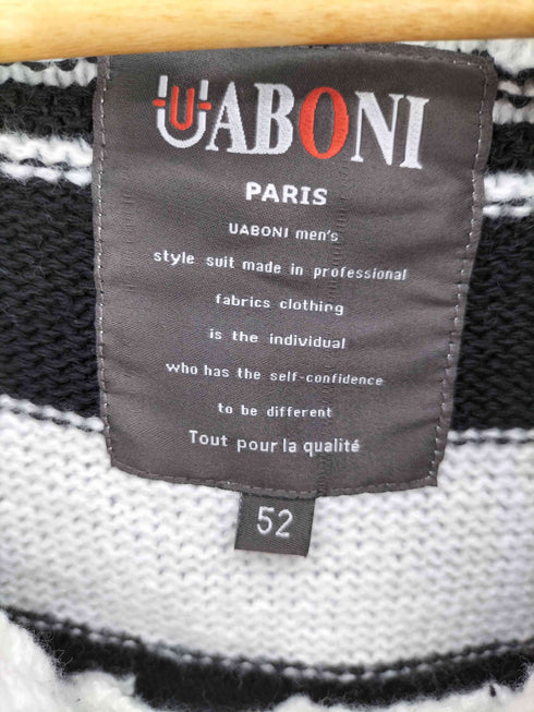 UABONI ウールポリ ボーダー 切替 メキシカンニットパーカー メンズ EUR:52